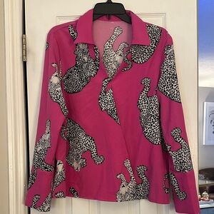 SHEIN Pink Leopard Print Blouse